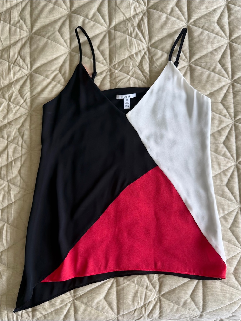 Bar III Colorblock Asymmetrical Camisole Tank Top XS - Picture 4 of 4